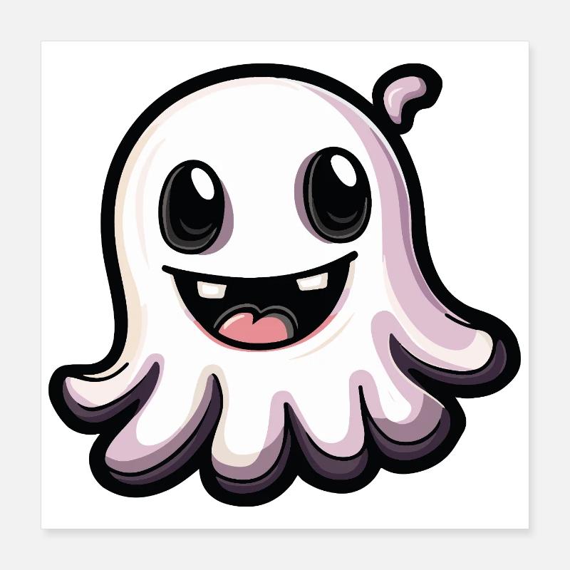 Ghost Halloween Cute Comic Poster 16" x 16" (40x40 cm)