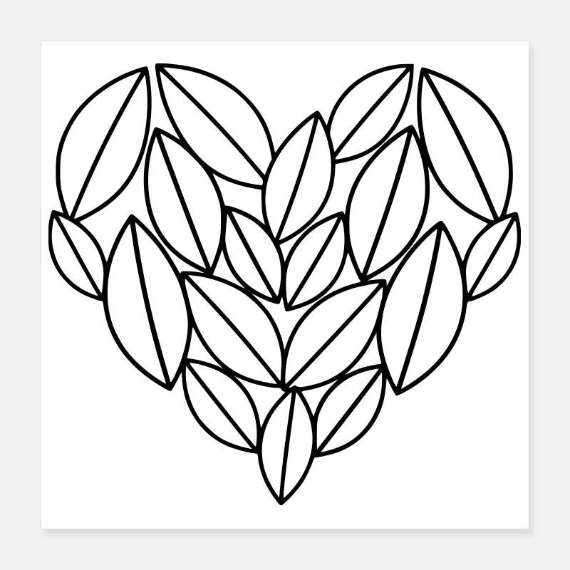 Cœur de feuilles | Déclaration d’amour pour la nature Poster 40 x 40 cm