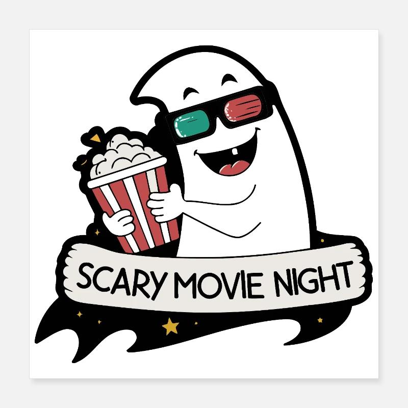 Nacht Horror Popcorn Karikatur Poster 40x40 cm