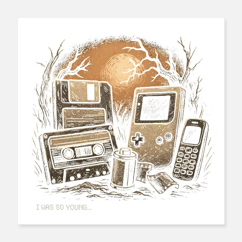 Retro Nostalgia – I Was So Young Tee Poster 16" x 16" (40x40 cm)