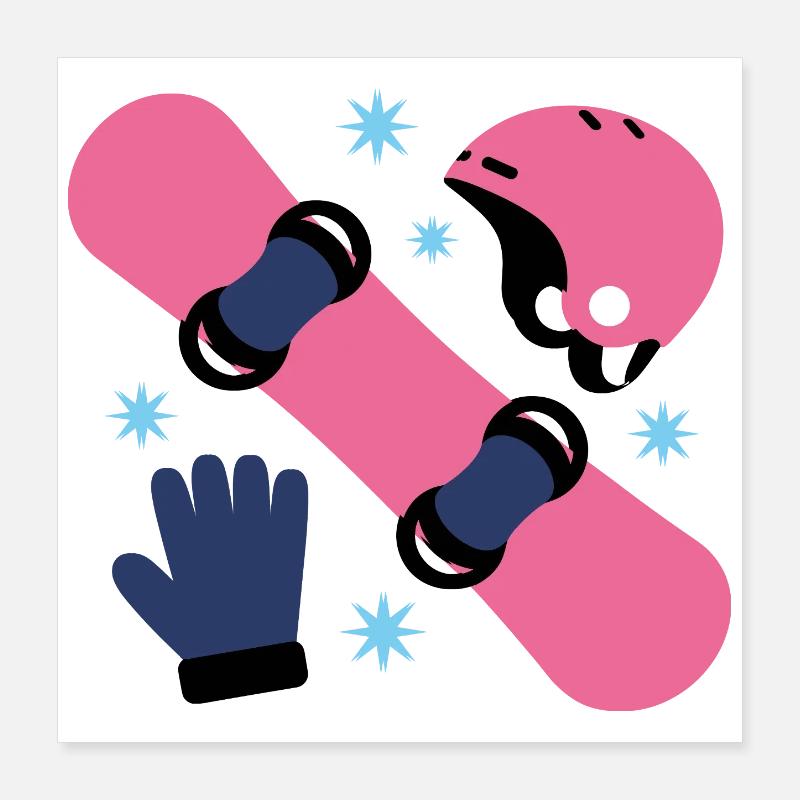 Glam Skate Pink und Blauer Helm Poster 40x40 cm