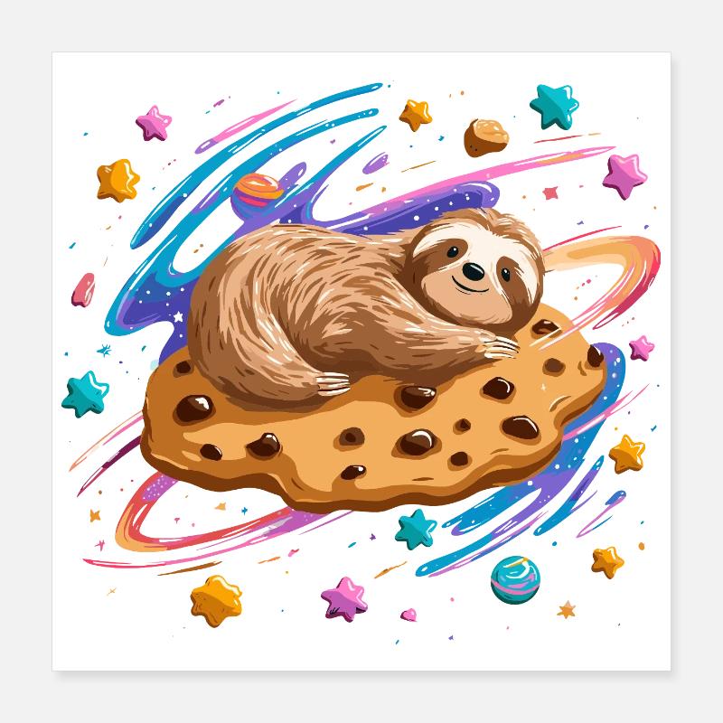 Paresseux de l’espace sur Cookie Poster 40 x 40 cm