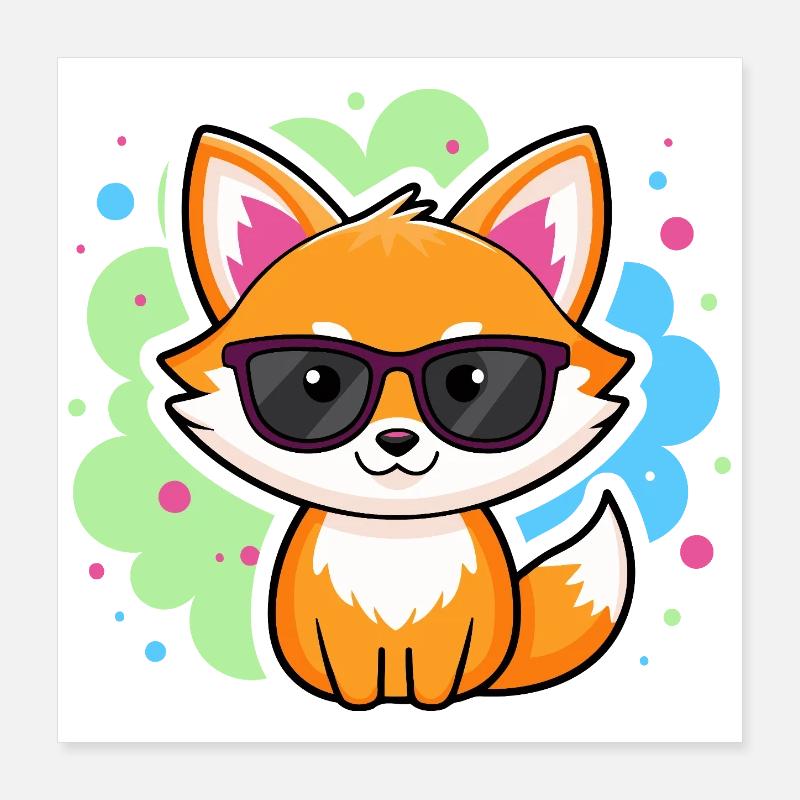 Fox Pop Glasses Poster 16" x 16" (40x40 cm)