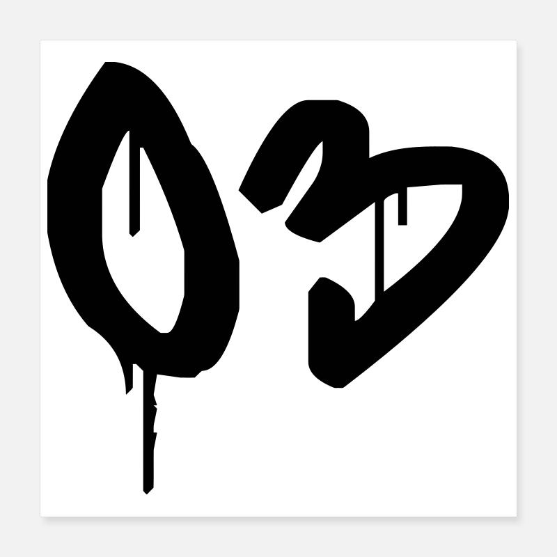 Nummer 03 Urbaner Graffiti-Stil Poster 40x40 cm