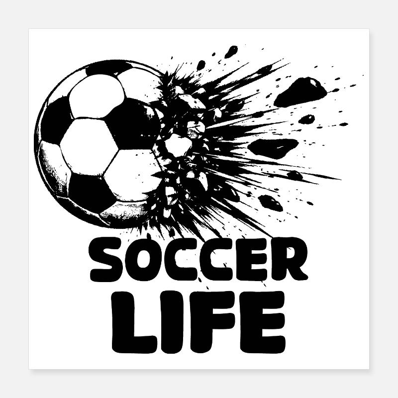 Explodierender Fußball Schwarz Design Poster 40x40 cm