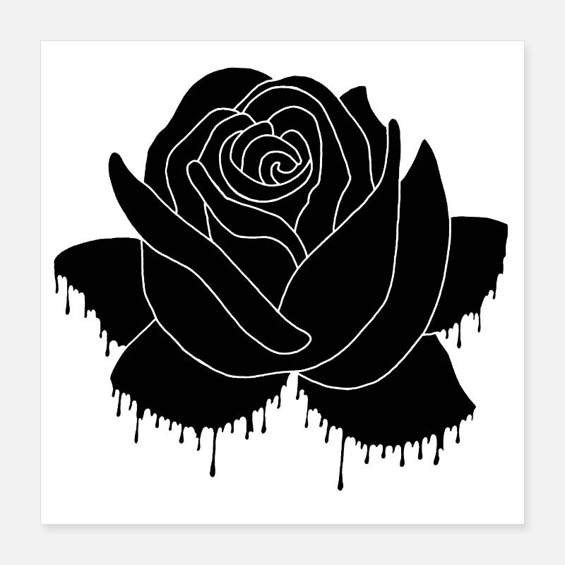 Graffiti einer schwarzen Rose Poster 40x40 cm