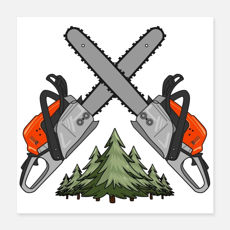 Chainsaw Cross Forest Poster 16" x 16" (40x40 cm)