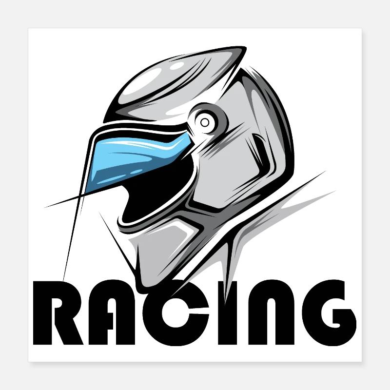 racing helmet icon illustration graphic racing Poster 16" x 16" (40x40 cm)