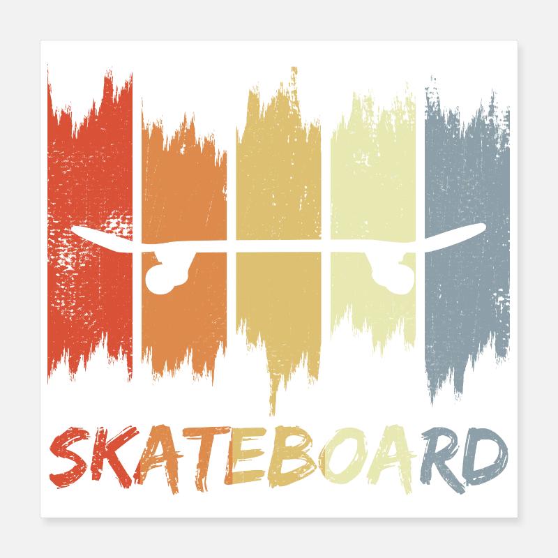 Skateboard Look rétro Poster 40 x 40 cm