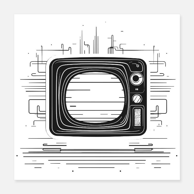Retro TV Drawing Poster 16" x 16" (40x40 cm)
