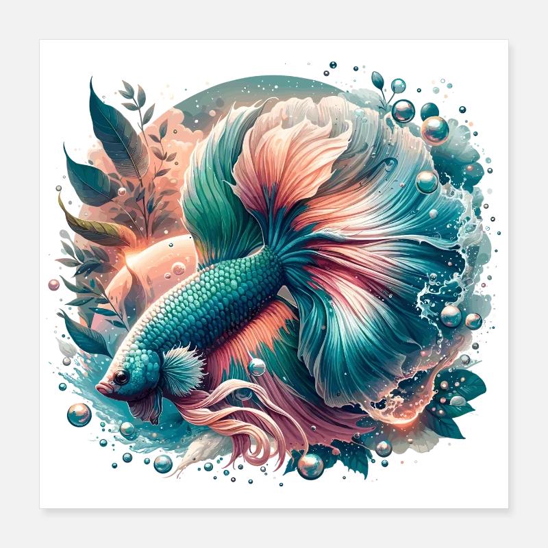 Betta splendens, poisson coloré Poster 40 x 40 cm