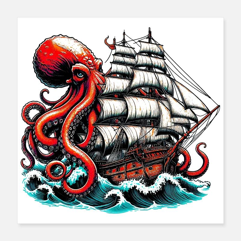 Octopus Poster 16" x 16" (40x40 cm)
