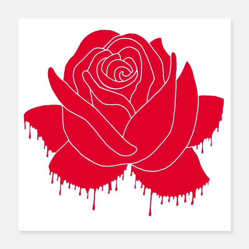 Graffiti einer roten Rose Poster 40x40 cm