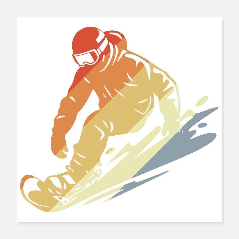 Snowboarder Retro Style Poster 16" x 16" (40x40 cm)