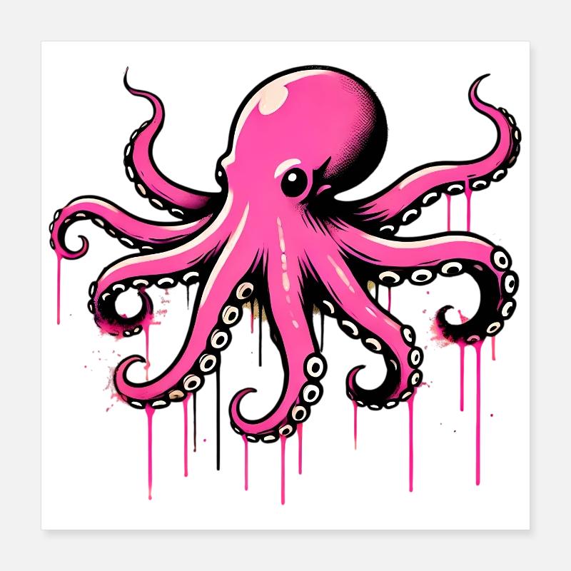 Krake Poster 40x40 cm
