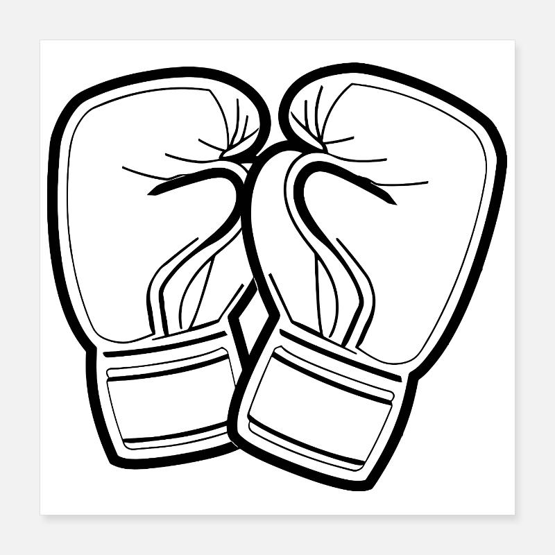 Gants de boxe Line Art Poster 40 x 40 cm