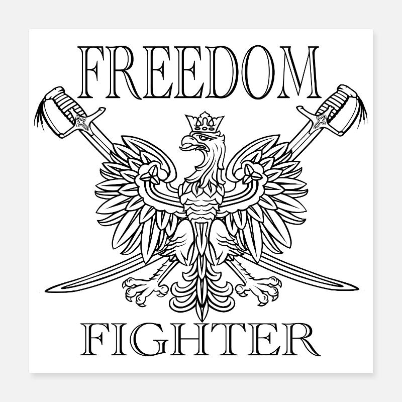Freedom Fighter – Polish Eagle with Crossed Sabres Poster 16" x 16" (40x40 cm)