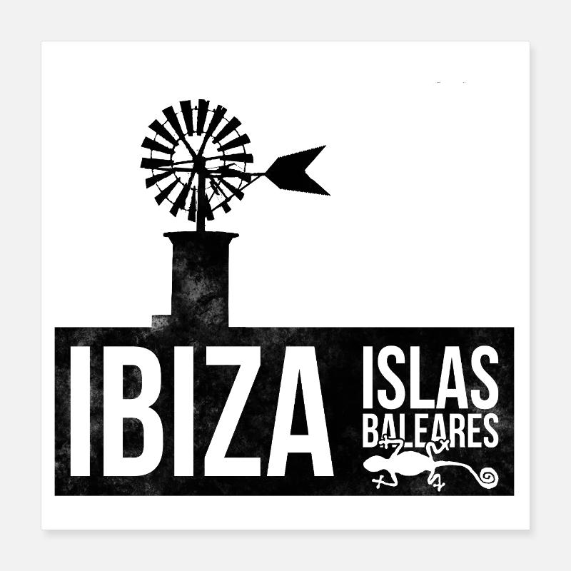 Île d’Ibiza Silhouette Éolienne Poster 40 x 40 cm