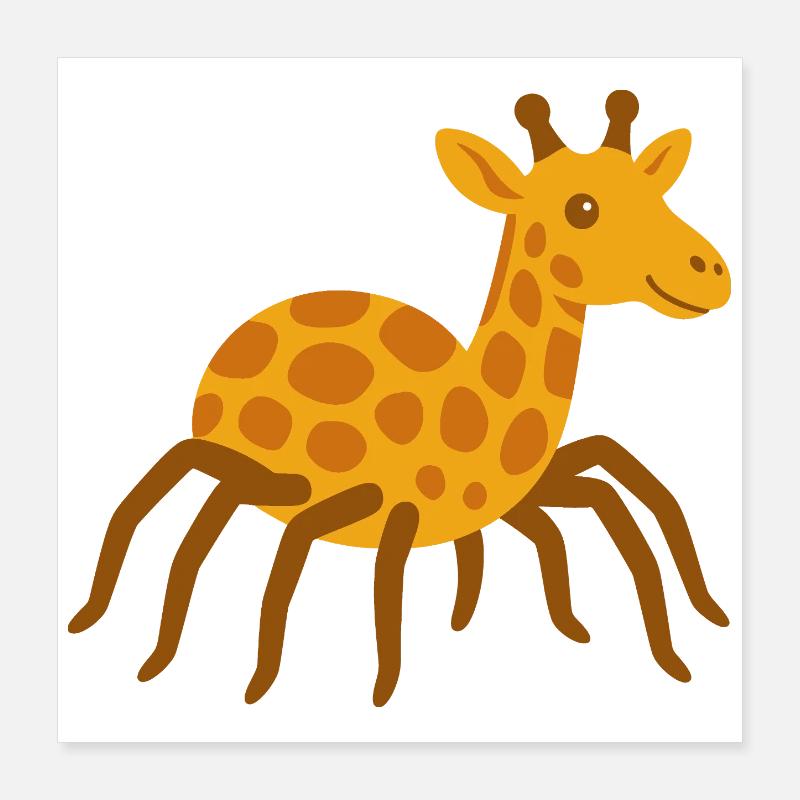 Niedliche Spinne Giraffe Poster 40x40 cm
