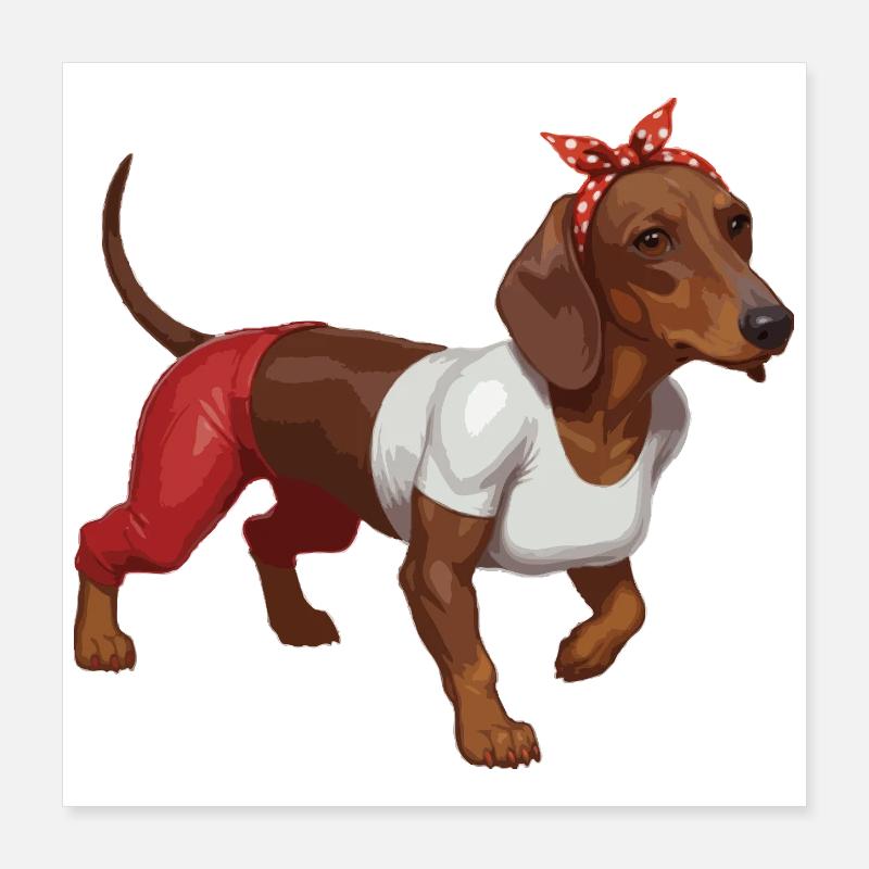 Dackel, Pinup-Dackel, Poster 40x40 cm