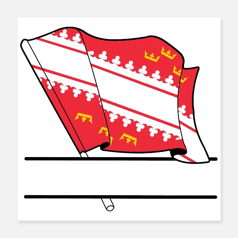 Drapeau d’Alsace avec boîte de texte Poster 40 x 40 cm