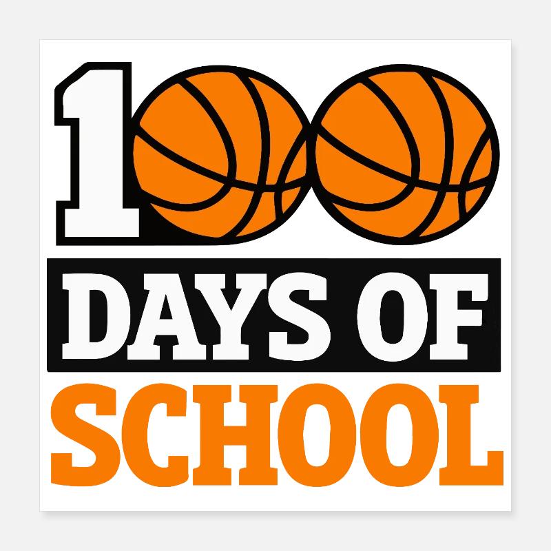 100 jours de conception scolaire du basket-ball Poster 40 x 40 cm