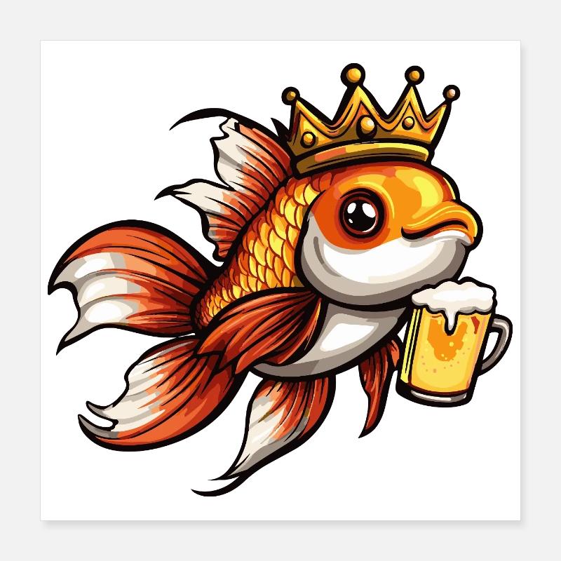 Roi de la bière Goldfish Poster 40 x 40 cm