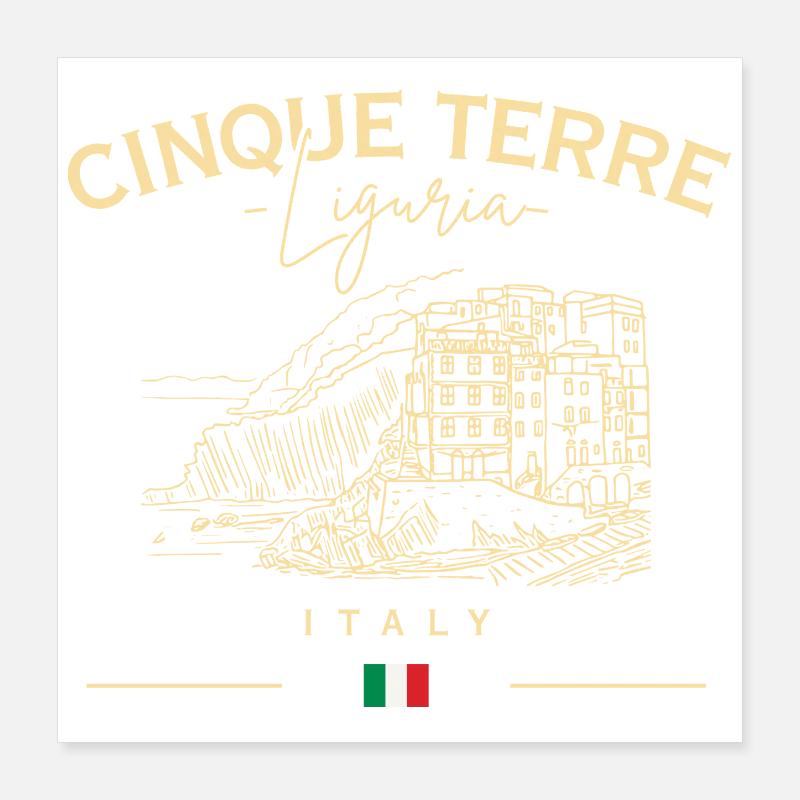 Sketch côtier des Cinque Terre Poster 40 x 40 cm