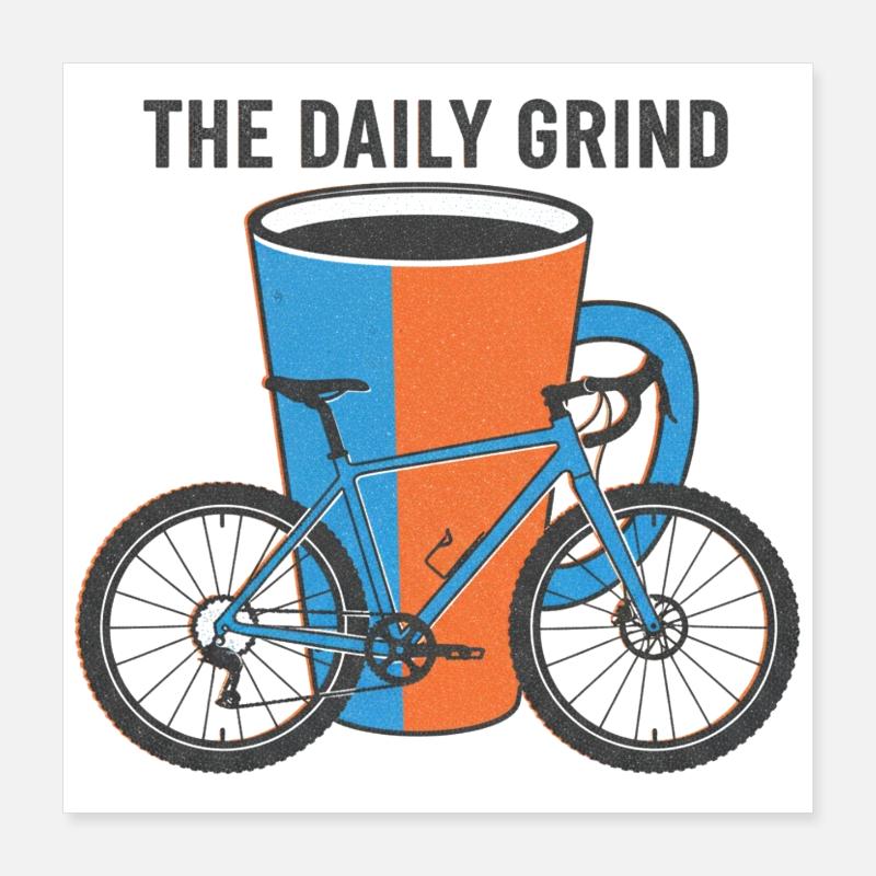 L’art du café de vélo Risograph Grind quotidien Poster 40 x 40 cm