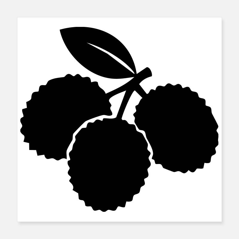 Lychee Silhouette – Exotic Fruit Design Poster 16" x 16" (40x40 cm)