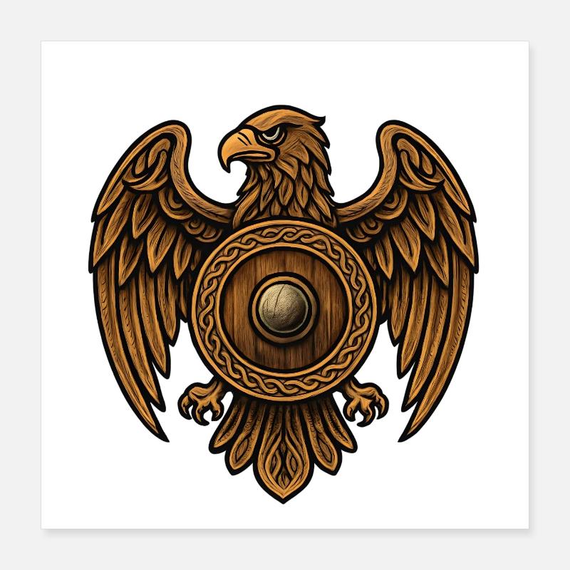 Bouclier rond de l’aigle doré Poster 40 x 40 cm