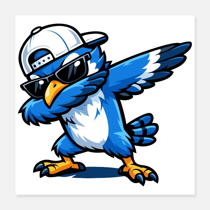 Dabbing Blue Jay Poster 40x40 cm