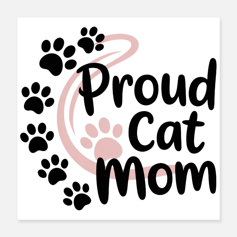 Cat Mom Pink Paws Logo Poster 40 x 40 cm