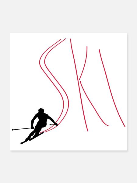 Ski - Poster 40x40 cm - Weiß - Vorne