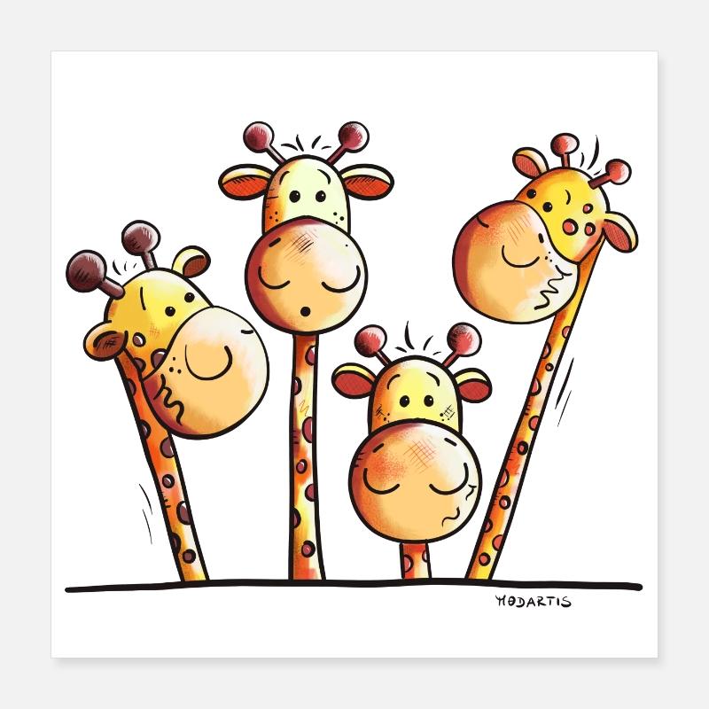 Drôle Girafes Poster 40 x 40 cm