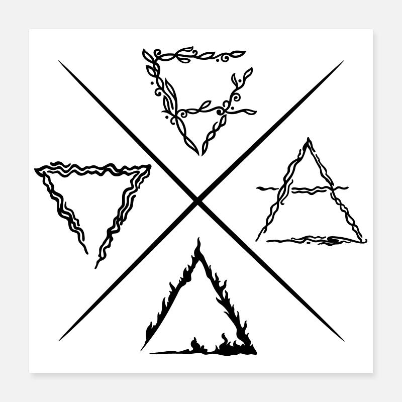 Vier Elemente Symbole Poster 40x40 cm