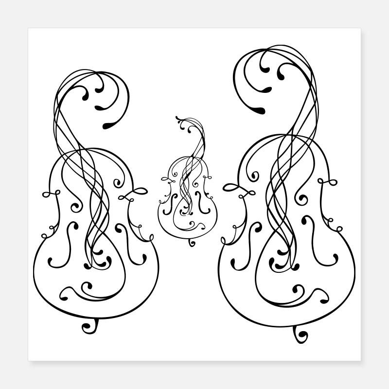 Famille de violoncelles Poster 40 x 40 cm