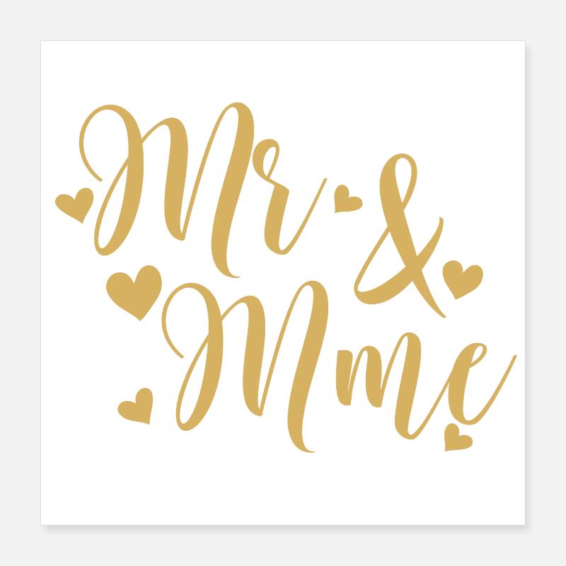 Mr And Mrs Golden Script Poster 16" x 16" (40x40 cm)
