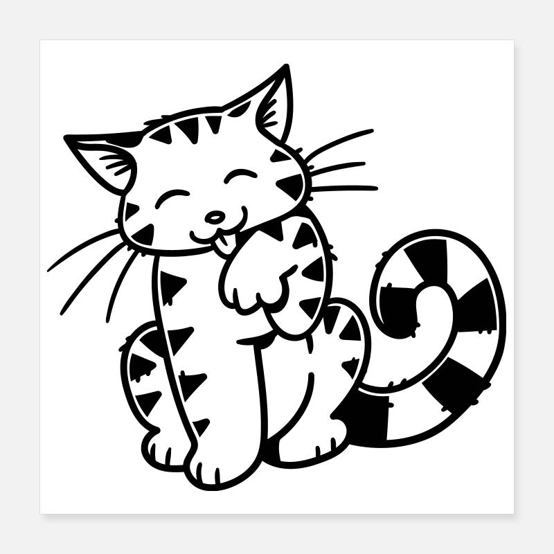 Chaton de dessin animé Poster 40 x 40 cm