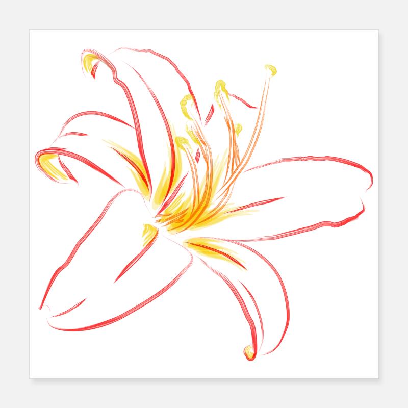 Dessin de lignes de la Fleur de Flamme Poster 40 x 40 cm