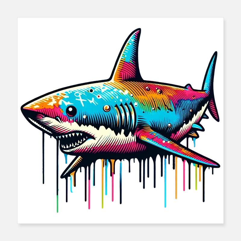 Shark Poster 16" x 16" (40x40 cm)