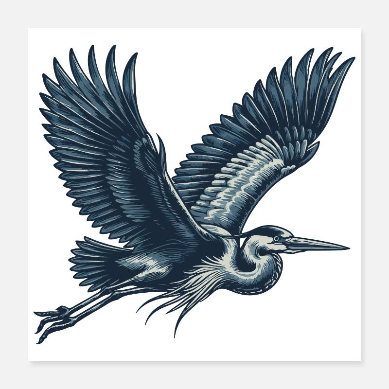 Reiher Poster 40x40 cm