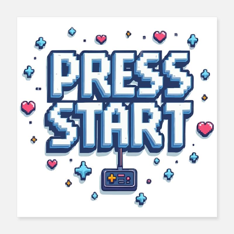Press Start Poster 40x40 cm