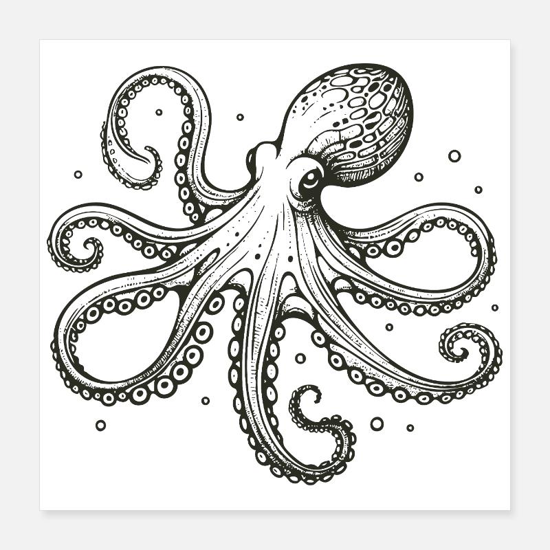 Oktopus Poster 40x40 cm