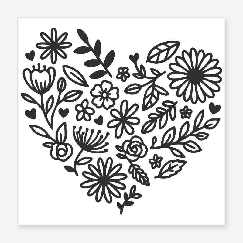 Floral Heart Pattern for Elegant Apparel Poster 16" x 16" (40x40 cm)