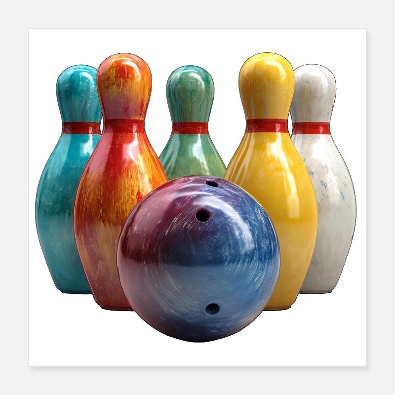Bunte Bowlingszene Muster Poster 40x40 cm