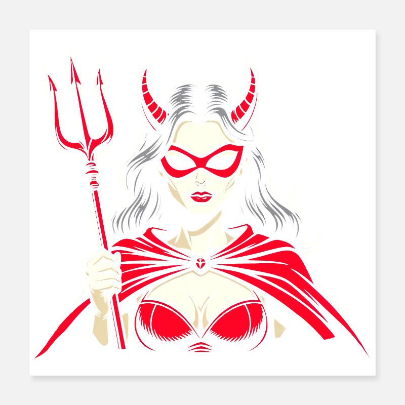 Devil Trident Hell Devil Woman Woman Devil Poster 16" x 16" (40x40 cm)