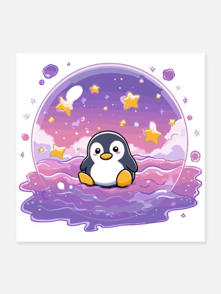 Pingouin dans le Sceau Stellaire - Poster 40 x 40 cm - blanc - Devant