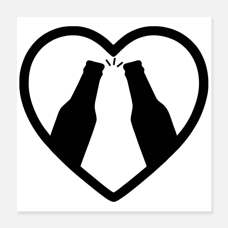 Apéritif de bière Heart Bottles Poster 40 x 40 cm