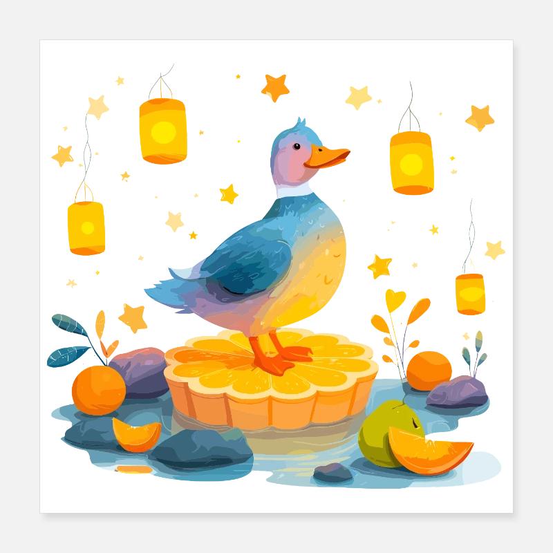 Canard sur tranche d’agrumes Poster 40 x 40 cm
